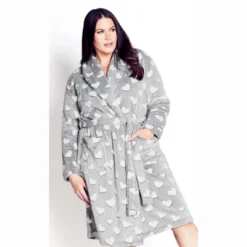 Women's Plus Size Hearts Robe - Grey | AVENUE -Avenue Shop GUEST 38e6ea0f d1dc 4c54 a63d 9e998da85a14