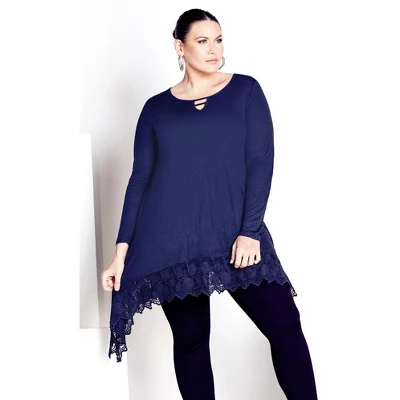Women's Plus Size Rosey Crush Tunic - Navy | AVENUE 5 Women's Plus Size Rosey Crush Tunic - Navy | AVENUE - Image 3