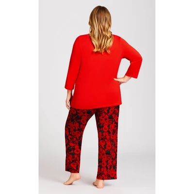 Women's Plus Size Slogan Sleep Top - Red | AVENUE 5 Women's Plus Size Slogan Sleep Top - Red | AVENUE - Image 3