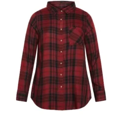 Alternative view of Women's Plus Size Kylee Plaid Shirt - Sangria | AVENUE