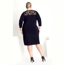 Women's Plus Size Deanna Wrap Lace Dress - Black | AVENUE