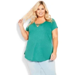 Women's Plus Size 3 Bar V-Neck Top - Jade | AVENUE 7 Women's Plus Size 3 Bar V-Neck Top - Jade | AVENUE -Avenue Shop GUEST 3fe83667 d850 4ba7 93fc 014b1ccea77e