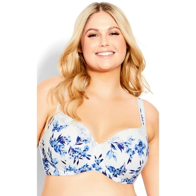 Women's Plus Size Fashion Print Lace Balconette Bra - Blue Floral | AVENUE 14 Women's Plus Size Fashion Print Lace Balconette Bra - Blue Floral | AVENUE - Image 12
