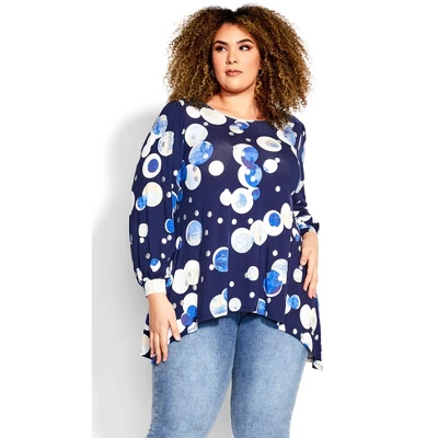 Women's Plus Size Noelle Foil Tunic - Riviera Foil Spot | AVENUE 7 Women's Plus Size Noelle Foil Tunic - Riviera Foil Spot | AVENUE - Image 5