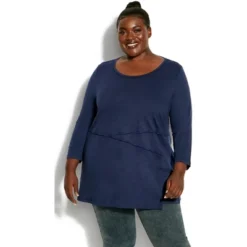 Women's Plus Size Juliet Panel Tee - Navy | AVENUE -Avenue Shop GUEST 43666f9f 77e8 4468 8073 abb038de22c6
