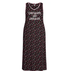Alternative view of Women's Plus Size Cozy Nights Maxi Sleep Dress - Black | AVENUE