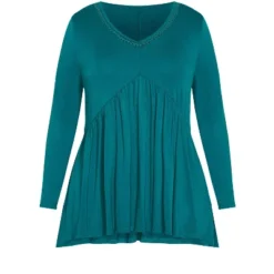 Alternative view of Women's Plus Size Abigail Top - Teal | AVENUE