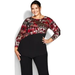 Women's Plus Size Carla Print Top - Rust | AVENUE 7 Women's Plus Size Carla Print Top - Rust | AVENUE -Avenue Shop GUEST 48d862b2 a408 49f9 b409 5332764c18e2