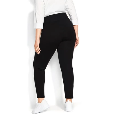 Women's Plus Size Pull On Ponte Pant Black - Tall | AVENUE 2 Women's Plus Size Pull On Ponte Pant Black - Tall | AVENUE