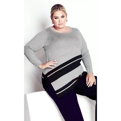 Women's Plus Size Ivory Sweater - Charcoal Marle | AVENUE 8 Women's Plus Size Ivory Sweater - Charcoal Marle | AVENUE - Image 6