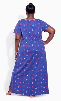 Women's Plus Size Short Sleeve Maxi Sleep Dress - Periwinkle Floral | AVENUE