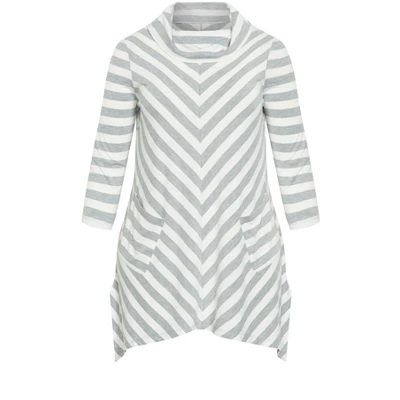 Women's Plus Size Emily Panel Stripe Tunic - Ivory | AVENUE 4 Women's Plus Size Emily Panel Stripe Tunic - Ivory | AVENUE - Image 2