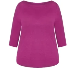 Alternative view of Women's Plus Size Boat Neck Top - Violet | AVENUE