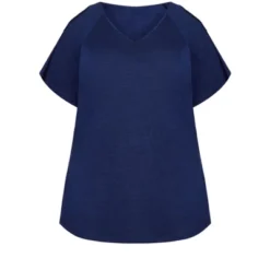 Alternative view of Women's Plus Size Crochet Cut Out Top - Navy | AVENUE