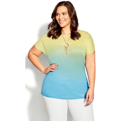 Women's Plus Size Victoria Ombre Necklace Top - Lime | AVENUE 9 Women's Plus Size Victoria Ombre Necklace Top - Lime | AVENUE - Image 7