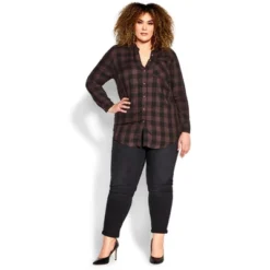 Women's Plus Size Kylee Plaid Shirt - Mocha | AVENUE 19 Women's Plus Size Kylee Plaid Shirt - Mocha | AVENUE -Avenue Shop GUEST 4eb0e698 6802 4857 9a3d 2c8c383f2694