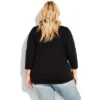 Women's Plus Size Notch Neck 3/4 Sleeve Plain Tee - Black | AVENUE 1 Women's Plus Size Notch Neck 3/4 Sleeve Plain Tee - Black | AVENUE -Avenue Shop GUEST 4fd45eae 79e8 4266 933e 128f87012eb8