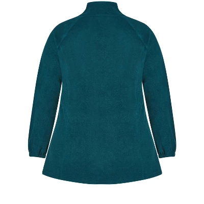 Women's Plus Size Polar Fleece Zip Jacket - Emerald | AVENUE 9 Women's Plus Size Polar Fleece Zip Jacket - Emerald | AVENUE - Image 7