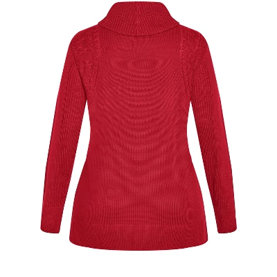 Women's Plus Size Rosie Cable Knit Sweater - Ruby Port | AVENUE 7 Women's Plus Size Rosie Cable Knit Sweater - Ruby Port | AVENUE - Image 6