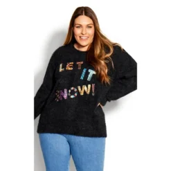Women's Plus Size Snow Sparkle Sweater - Black | AVENUE 15 Women's Plus Size Snow Sparkle Sweater - Black | AVENUE -Avenue Shop GUEST 53a47c03 9a99 446b 86c1 ddc7c3a87f4f