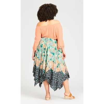 Women's Plus Size Nora Hanky Hem Skirt - Mint | AVENUE 4 Women's Plus Size Nora Hanky Hem Skirt - Mint | AVENUE - Image 2