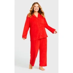 Women's Plus Size Plain Fleece Sleep Pant - Red | AVENUE 15 Women's Plus Size Plain Fleece Sleep Pant - Red | AVENUE -Avenue Shop GUEST 58022b95 7367 4624 85ab f418240e9c85