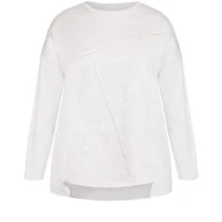 Alternative view of Avenue - Sweat Top Splice - Light Grey Marle, 22W/24W