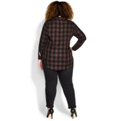 Women's Plus Size Kylee Plaid Shirt - Mocha | AVENUE