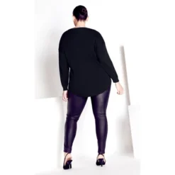 Alternative view of Women's Plus Size Tully Curved Hem Sweater - Black | AVENUE