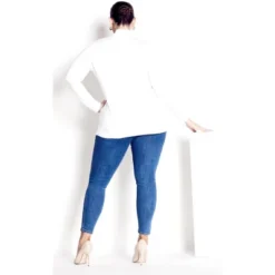 Women's Plus Size Organic Mock Neck Top - White | AVENUE