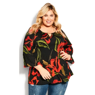 Women's Plus Size Pull-On Pleater Trim Top - Mono | AVENUE 7 Women's Plus Size Pull-On Pleater Trim Top - Mono | AVENUE - Image 5