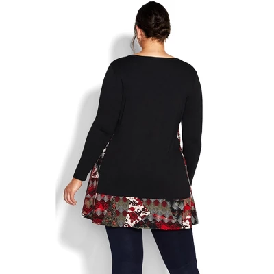 Women's Plus Size Elsa Print Tunic - Rust | AVENUE 3 Women's Plus Size Elsa Print Tunic - Rust | AVENUE