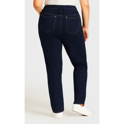 Women's Plus Size Knit Pull On Jean Dark Wash - Average | AVENUE 3 Women's Plus Size Knit Pull On Jean Dark Wash - Average | AVENUE