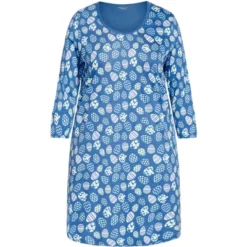 Alternative view of Women's Plus Size Print 3/4 Sleeve Sleep Shirt - Blue Egg | AVENUE