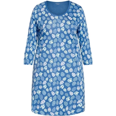 Women's Plus Size Print 3/4 Sleeve Sleep Shirt - Blue Egg | AVENUE 4 Women's Plus Size Print 3/4 Sleeve Sleep Shirt - Blue Egg | AVENUE - Image 2
