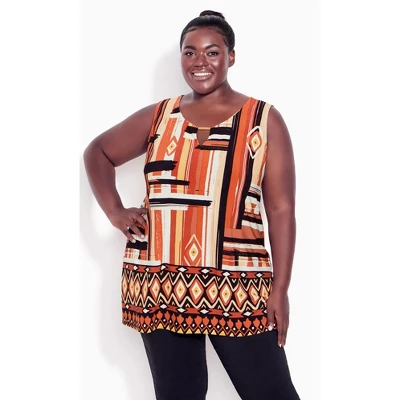 Women's Plus Size Adalyn Keyhole Top - Spice | AVENUE 5 Women's Plus Size Adalyn Keyhole Top - Spice | AVENUE - Image 3