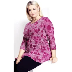 Women's Plus Size Primrose Print Tunic - Berry Blurred Floral | AVENUE -Avenue Shop GUEST 63b1c169 d1c3 46da 90d3 fbda5566db9a