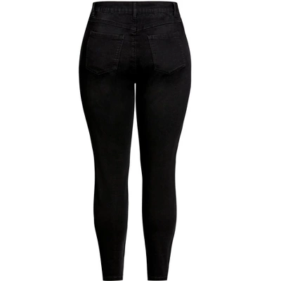 Women's Plus Size Butter Denim Skinny Jean Black - Petite | AVENUE 5 Women's Plus Size Butter Denim Skinny Jean Black - Petite | AVENUE - Image 3