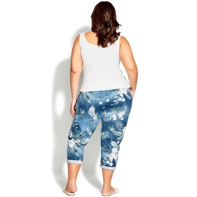 Women's Plus Size Jenny Knit Crop Pant - Cerulean | AVENUE 3 Women's Plus Size Jenny Knit Crop Pant - Cerulean | AVENUE