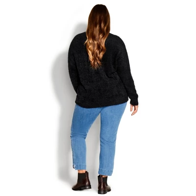 Women's Plus Size Snow Sparkle Sweater - Black | AVENUE 5 Women's Plus Size Snow Sparkle Sweater - Black | AVENUE - Image 3
