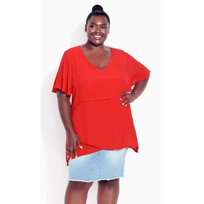 Women's Plus Size Mylah Layer Tunic - Scarlet | AVENUE 11 Women's Plus Size Mylah Layer Tunic - Scarlet | AVENUE - Image 9