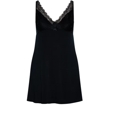 Women's Plus Size Sexy Lace Chemise - Black | AVENUE 4 Women's Plus Size Sexy Lace Chemise - Black | AVENUE - Image 2