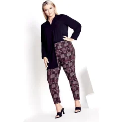 Women's Plus Size Jemma Check Pant - Plum | AVENUE -Avenue Shop GUEST 6ddfff78 8b32 4de5 b033 ab7f15f9624c
