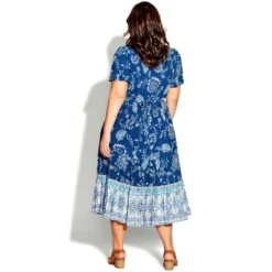 Women's Plus Size Zara Flutter Dress - Navy | AVENUE