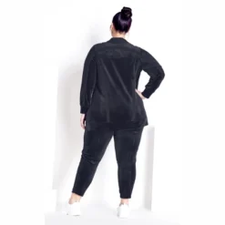 Alternative view of Women's Plus Size Velour Panel Pant - Slate | AVENUE