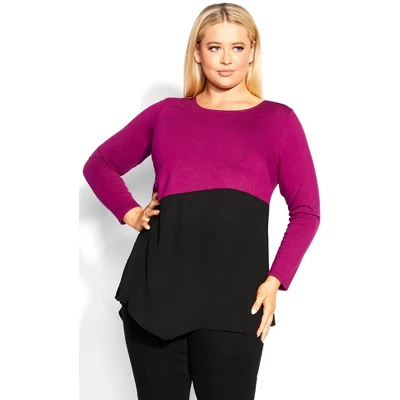 Women's Plus Size Carla Top - Berry | AVENUE 10 Women's Plus Size Carla Top - Berry | AVENUE - Image 8