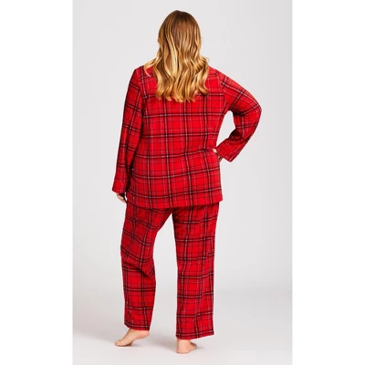 Women's Plus Size Fleece Check Sleep Top - Red | AVENUE 5 Women's Plus Size Fleece Check Sleep Top - Red | AVENUE - Image 3