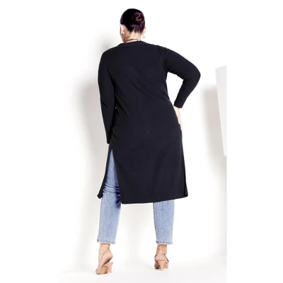 Women's Plus Size Button Knit Cardigan - French Navy | AVENUE 3 Women's Plus Size Button Knit Cardigan - French Navy | AVENUE