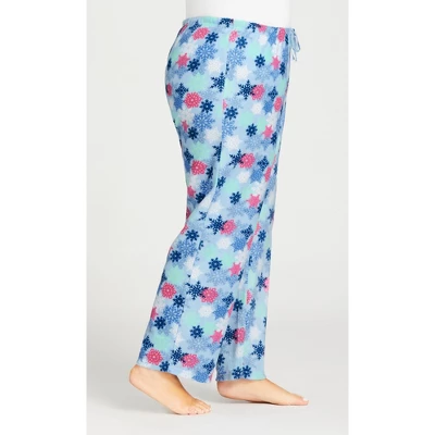 Women's Plus Size Snowflake Fleece Sleep Pant - Blue | AVENUE 6 Women's Plus Size Snowflake Fleece Sleep Pant - Blue | AVENUE - Image 4