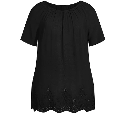 Women's Plus Size Payton Embroidered Top - Black | AVENUE 4 Women's Plus Size Payton Embroidered Top - Black | AVENUE - Image 2